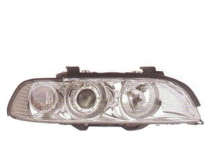 画像1: E39 〜2000 クロム 01ルック 4-クリスタルホワイトリングライト付き ヘッドライト T-1