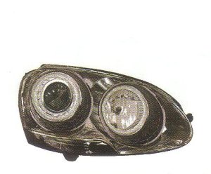画像1: GOLF5 〜2005 ブラック 4-クリスタルホワイトリングライト付き ヘッドライト T-1