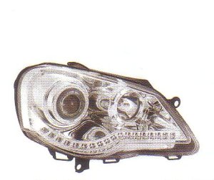 画像1: POLO 9N2 2006〜 クロム LEDデイライトルック 2-CCFLホワイトリングライト付き ヘッドライト T-2