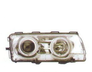 画像1: E38 1999〜 クロム 4-CCFLホワイトリングライト付き ヘッドライト T-3