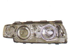 画像1: E38 1999〜 クロム 1Pルック 4-ホワイトリングライト付き ヘッドライト T-2