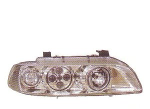 画像1: E39 〜2000 クロム リボルバールック 2-クリスタルホワイトリングライト付き ヘッドライト T-2