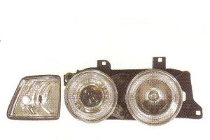 画像1: E32 クロム 4-ホワイトリングライト付き ヘッドライト ウインカー付き T-1