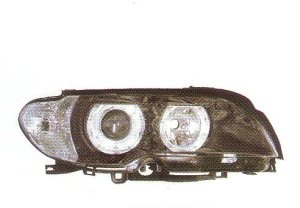 画像1: E46 クーペ/カブリオレ 2004〜 ブラック ホワイトリングライト付き ヘッドライト T-1