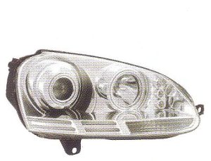 画像1: GOLF5 2006〜 クロム 4-CCFL-クリスタルホワイトリングライト付き ヘッドライト LEDポジションライト付き T-6