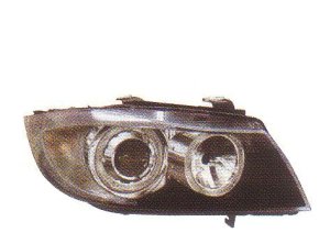 画像1: E90 ブラック 4-クリスタルホワイトリングライト付き ヘッドライト T-2