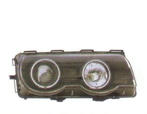 画像1: E38 1999〜 ブラック 4-CCFLホワイトリングライト付き ヘッドライト T-3