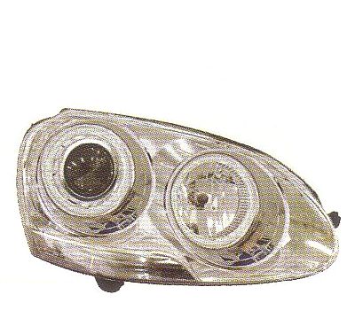 画像1: GOLF5 〜2005 クロム 4-クリスタルホワイトリングライト付き ヘッドライト T-1