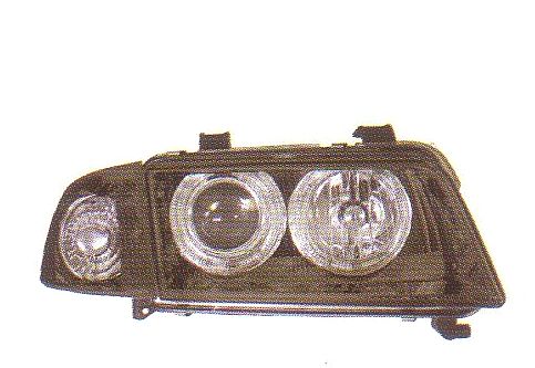 画像1: AUDI A4 8D 〜99 ブラック 4-ホワイトリングライト付き ヘッドライト ウインカー付き T-2